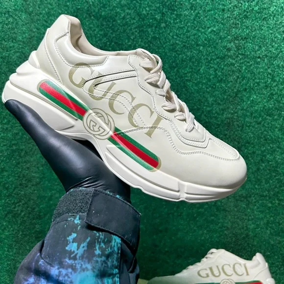 🖤NIB🖤 GUCCI Classic Logo Rython Leather Sneakers - Picture 7 of 9